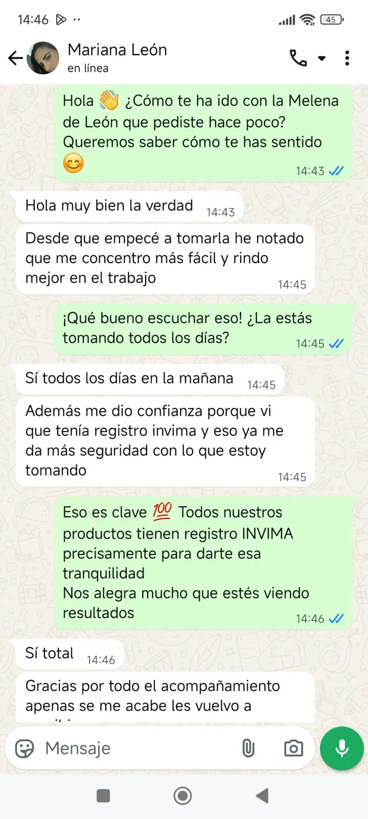 Testimonio WhatsApp 2