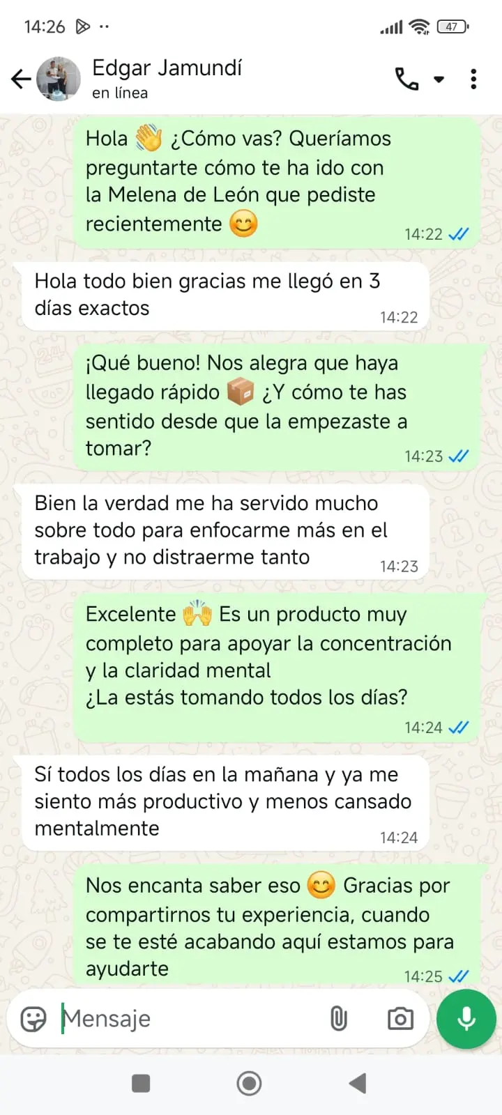 Testimonio WhatsApp 5